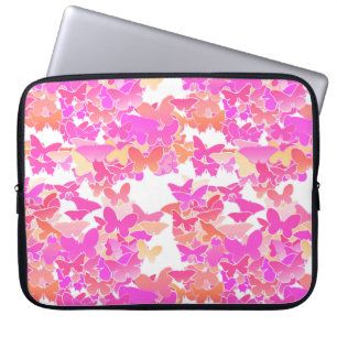 Butterflies, pink, fuchsia and coral laptop sleeve