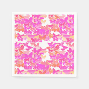 Butterflies, pink, fuchsia and coral napkin