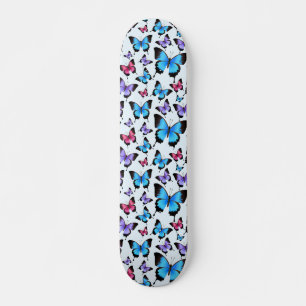 Butterflies Pink Teal Girly Girlie Whimsical Skateboard