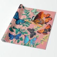 BUTTERFLIES PINK WRAPPING PAPER