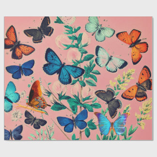 BUTTERFLIES PINK WRAPPING PAPER