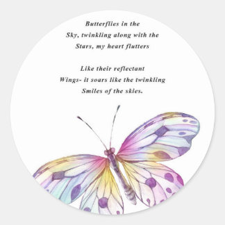 Butterflies Poem Classic Round Sticker