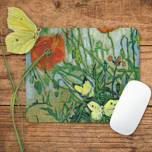 Butterflies & Poppies by Vincent van Gogh Mouse Pad