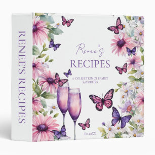 Butterflies purple bridal shower recipe book binder