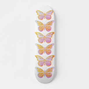 Butterflies Purple Gold Sparkle Skateboard