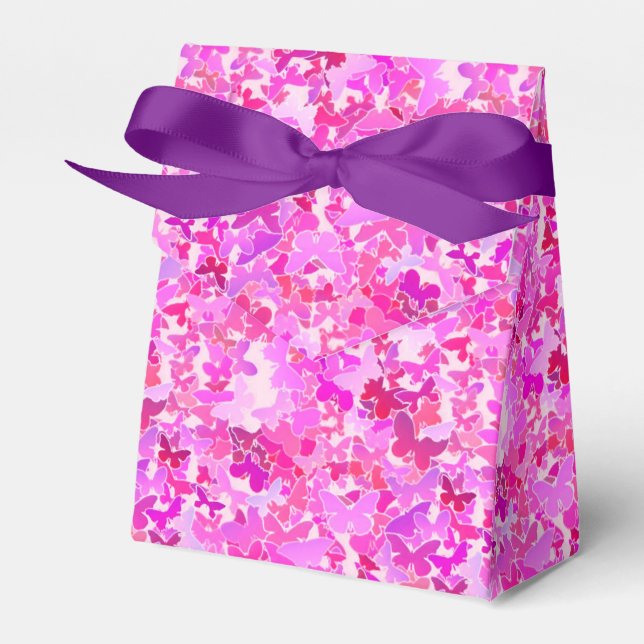 Butterflies, purple, lavender, pink favor box (Front Side)