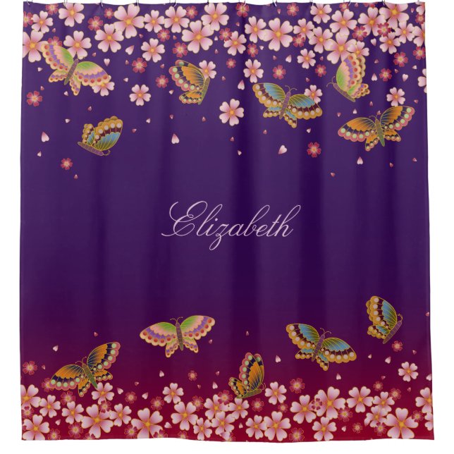 Butterflies & Sakura Blossoms Purple Personalized (Front)