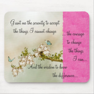 Butterflies Serenity Prayer Mousepad ~ pink