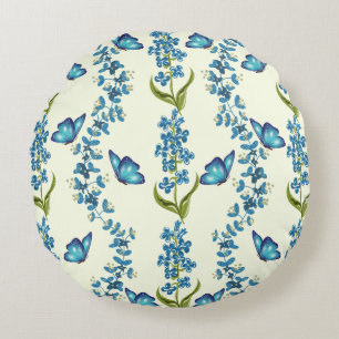 Butterflies & Spiral Florals Round Pillow