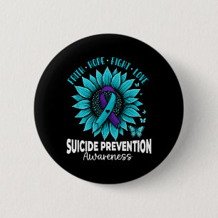 Butterflies Sunflower Suicide Prevention Awareness 2 Inch Round Button