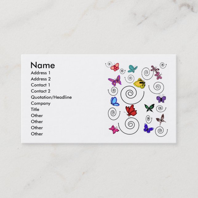 Butterflies swirl business cards (Front)