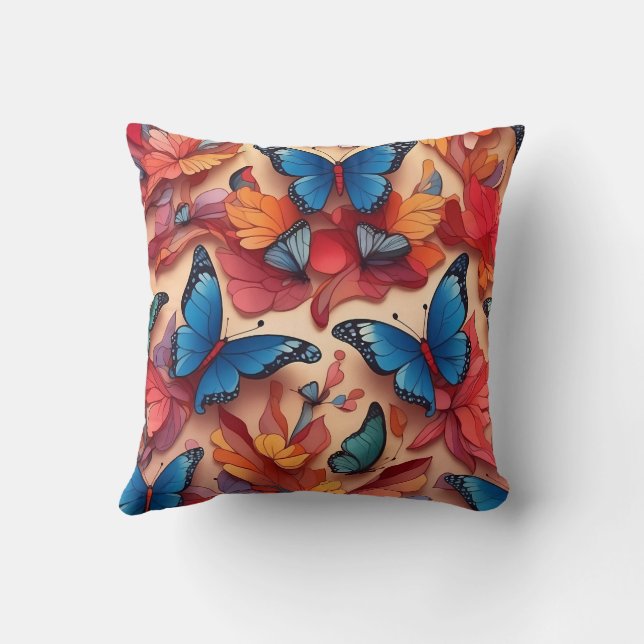 Butterflies Throw Pillow (Back)