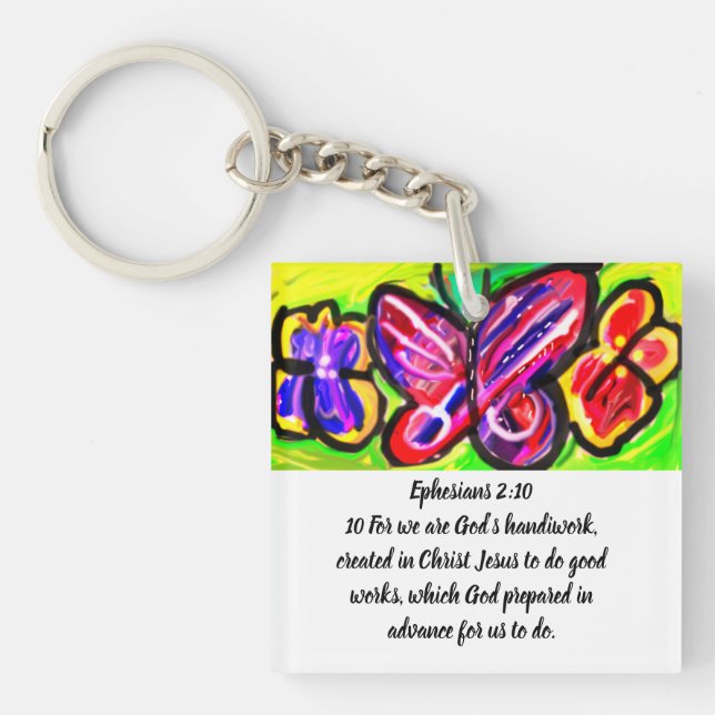 Butterflies to beautiful  magnet keychain (Front)