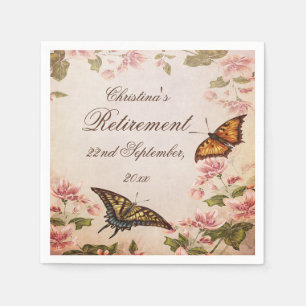 Butterflies & Vintage Almond Blossom Serviettes Napkin