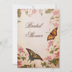 Butterflies & Vintage Blossom Bridal Shower Invitation