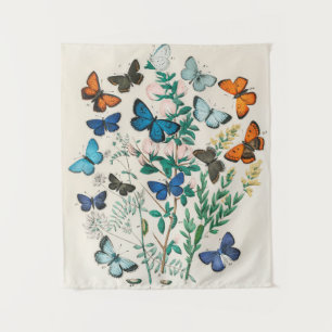 Butterflies, vintage illustration tapestry