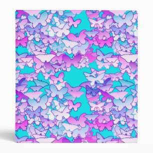 Butterflies, violet and turquoise binder