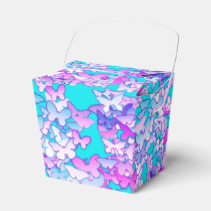 Butterflies, violet and turquoise favor box