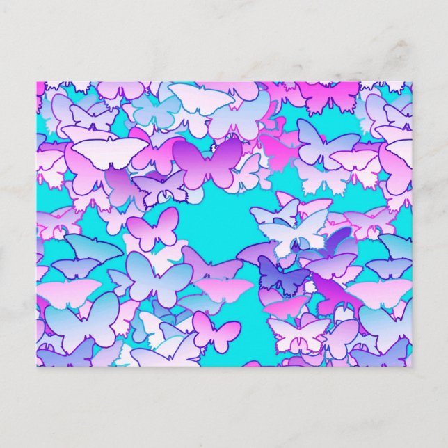Butterflies, violet and turquoise postcard (Front)