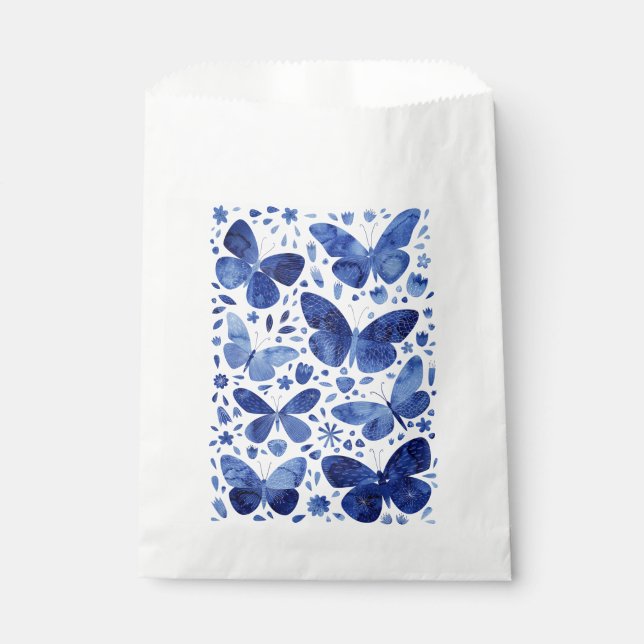 Butterflies Watercolor Blue Favour Bag (Front)