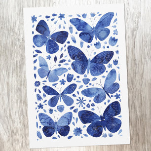 Butterflies Watercolor Blue Greetings Card