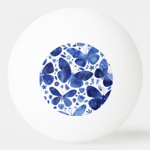Butterflies Watercolor Blue Ping Pong Ball