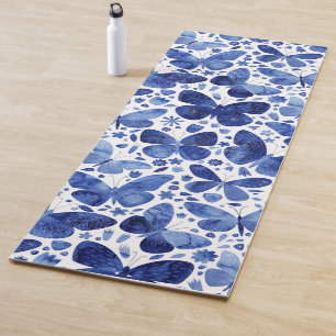 Butterflies Watercolor Blue  Yoga Mat