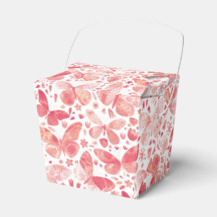 Butterflies Watercolor Coral Pink Favor Box