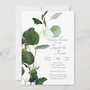 Butterflies & Watercolor Greenery Invitation
