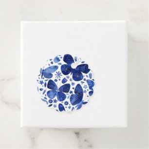 Butterflies Watercolor Indigo Blue Favour Tags