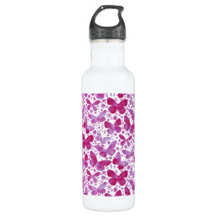 Butterflies Watercolor Magenta Pink 710 Ml Water Bottle