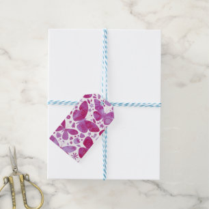 Butterflies Watercolor Magenta Pink Gift Tags