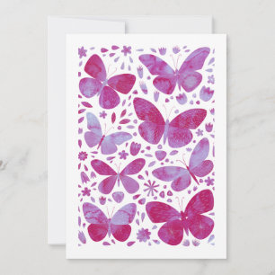 Butterflies Watercolor Magenta Pink Greetings Card