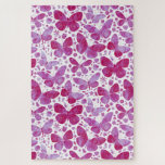 Butterflies Watercolor Magenta Pink Jigsaw Puzzle<br><div class="desc">Magenta pink watercolor butterfly painting to keep you puzzled for a while.</div>