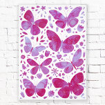 Butterflies Watercolor Magenta Pink Photo Print<br><div class="desc">Magenta pink and white watercolor butterfly painting.</div>
