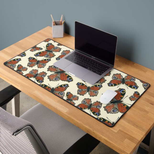 Butterflies watercolor pattern desk mat (Office 2)