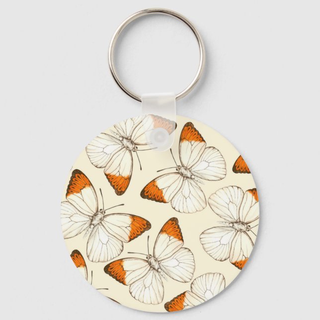 Butterflies watercolor pattern keychain (Front)