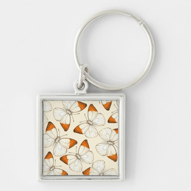 Butterflies watercolor pattern keychain (Front)