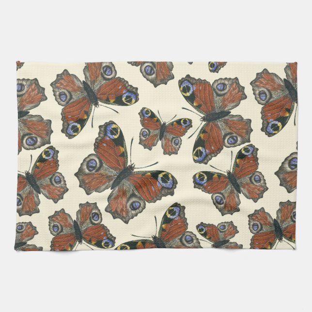 Butterflies watercolor pattern kitchen towel (Horizontal)