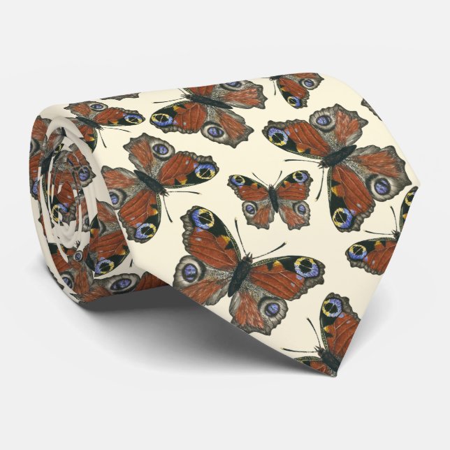 Butterflies watercolor pattern tie (Rolled)