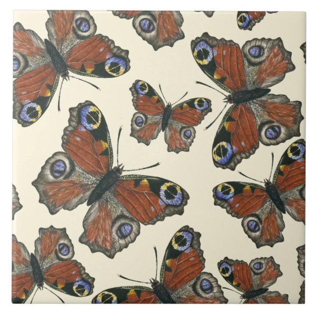 Butterflies watercolor pattern tile (Front)