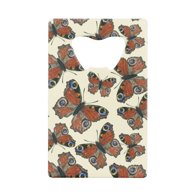 Butterflies watercolor pattern wallet bottle opener (Front)