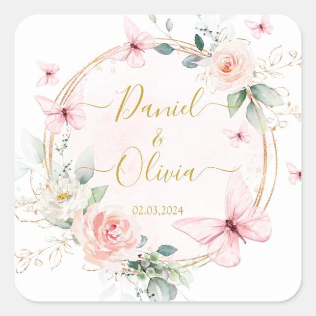 Butterflies Wedding Classic Sticker (Front)