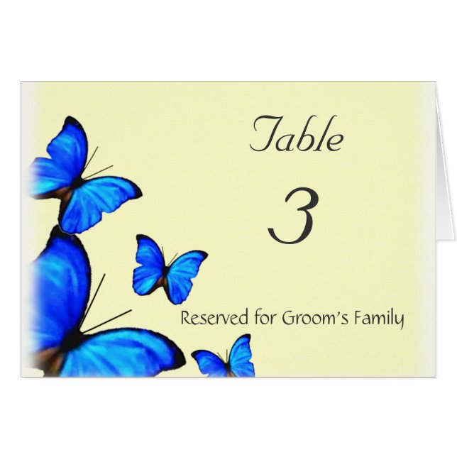 Butterflies Wedding Table Number Card (Front Horizontal)
