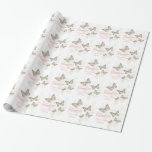 Butterflies white pink wedding favour thank you wrapping paper<br><div class="desc">Pretty wedding gift wrap paper ideal for wrapping your special wedding favour gifts to show your gratitude to your bridesmaids or other wedding assistants. Personalize with your choice of title and name currently reads Thank you Bridesmaid Victoria. Perfect for butterfly house or garden weddings. Gift wrap features a beautiful inked...</div>