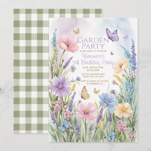 Butterflies Wildflower Garden Party Birthday Invitation