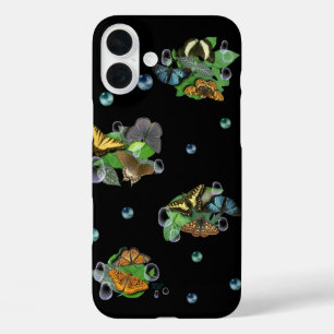 Butterflies with Leaves Raindrops Stars and Pearls iPhone 16 Plus Case