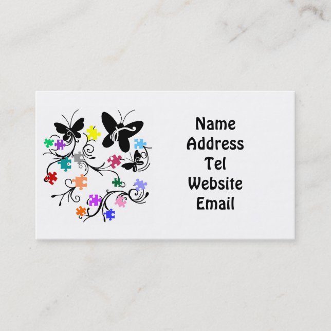 Butterflies with puzzle pieces business cards (Front)