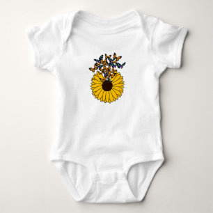 Butterflies with Sunflower Baby Bodysuit