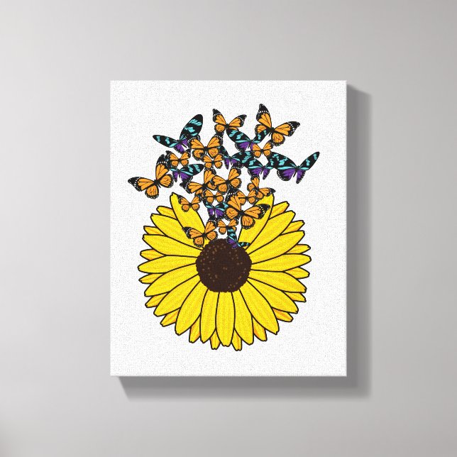 Butterflies with Sunflower Canvas Print (Front)